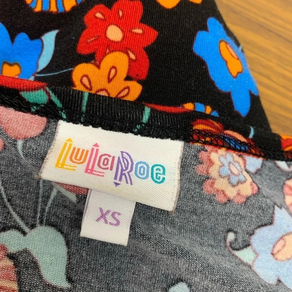 Lula Roe Dress XS Fit & Flare Red Floral H26 - Picture 7 of 10